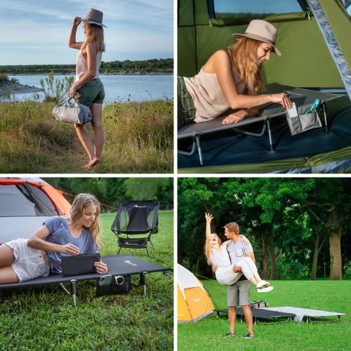 Moon Lence Folding Camping Cot， Outdoor Camping Bed Portable with Carry Bag， Camp Cots for Adults for Hiking Backpacking Car， Camping Outdoor&Indoor&Beach Use