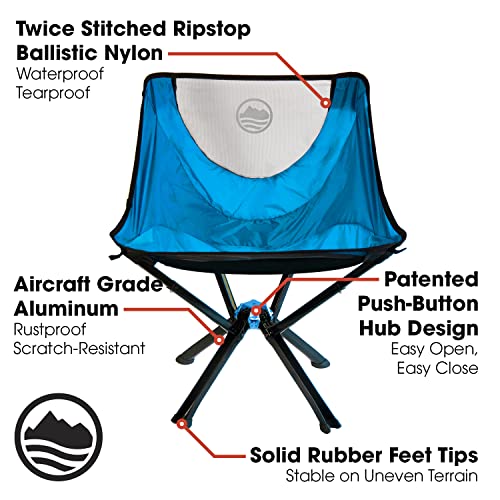 CLIQ Camping Chairs - Most Funded Camping Chair in Crowdfunding History. | Bottle Sized Compact Outdoor Chairs | Sets up in 5 Seconds | Supports 300lbs | Aircraft Grade Aluminum (Sky)