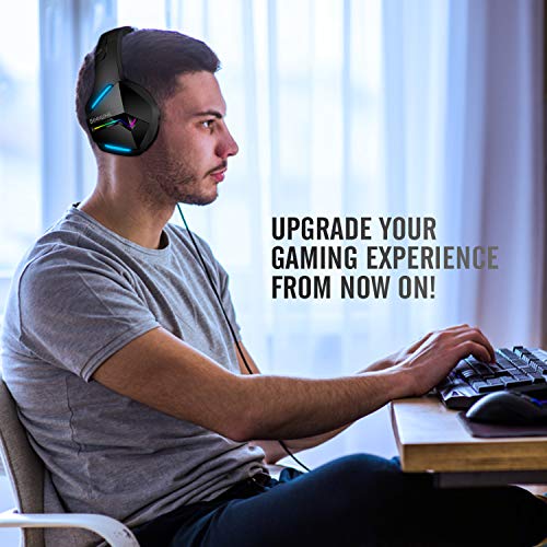 BINNUNE Wired Gaming Headset with Microphone for PS4 PS5 Xbox One PC Playstation 4 5 Xbox 1 Series X, S, Game Audifonos Gamer Headphones with Mic