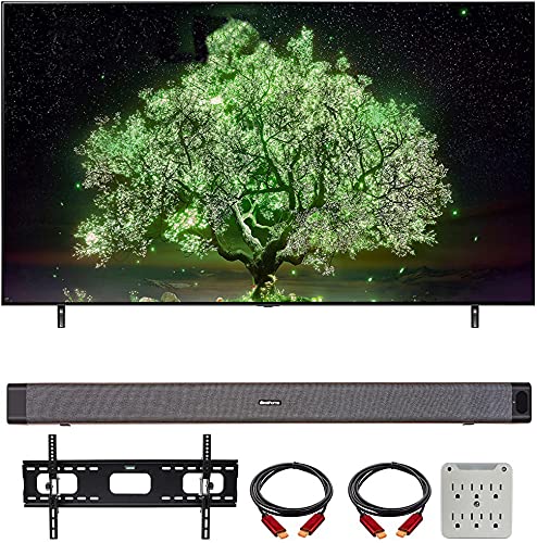 LG OLED48A1PUA 48 Inch A1 Series 4K HDR Smart TV with AI ThinQ Bundle with LG SK1 2.0-Channel Compact Sound Bar, 37-70 inch TV Wall Mount Bracket Bundle and 6-Outlet Surge Adapter