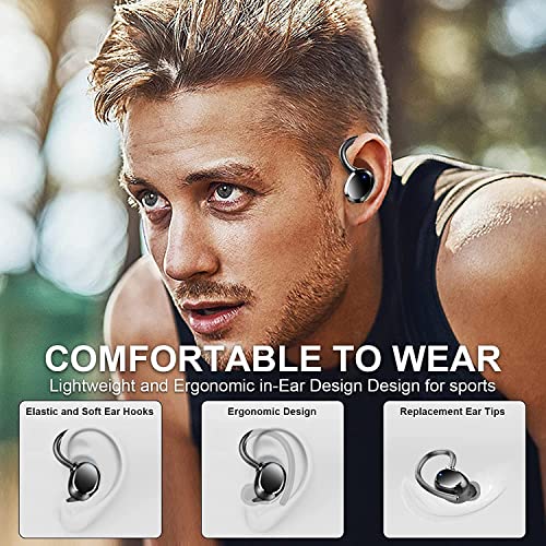 Wireless Earbud, Sport Bluetooth 5.1 Headphones with Earhooks Wireless Earphones in-Ear with Immersive Sound, Bluetooth Earbud IP7 Waterproof, Noise Cancelling, Dual LED Display, 48H Playtime, Running