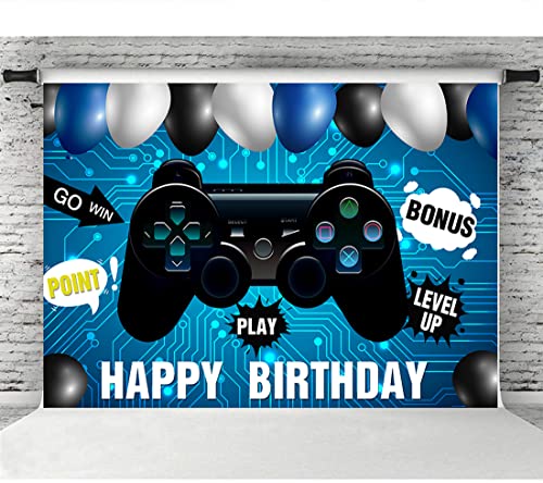 Withu Play Happy Birthday Backdrop Balloon Playstation Video Player Level Up Game On Boys Party Room Wall Cake Table Decor Photo Photography Background Banner