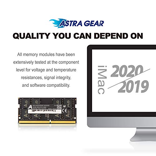 Astra Gear 64GB(32GBx2) DDR4 2666MHz SO-DIMM Upgrade for 2020 & 2019 Apple iMac 27" w/Retina 5K Display iMac SO-DIMM Memory Module Ram Upgrade CL19 1.2V (AHA19ASDRAG8T-BG26SD)