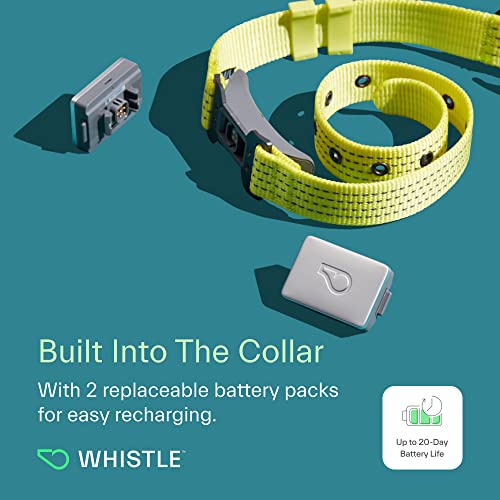 Whistle Switch GPS + Health + Fitness Smart Dog Collar, 24/7 Dog GPS Tracker Plus Dog Health & Fitness Monitor, Sleek Design, Waterproof, 2 Rechargeable Batteries, for Dogs 5lbs and up (Yellow) M/L