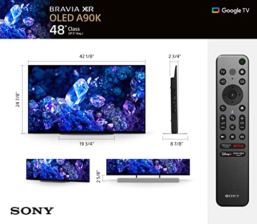 Sony 48 Inch 4K Ultra HD TV A90K Series: BRAVIA XR OLED Smart Google TV with Dolby Vision HDR and Exclusive Features for The Playstation® 5 XR48A90K- 2022 Model