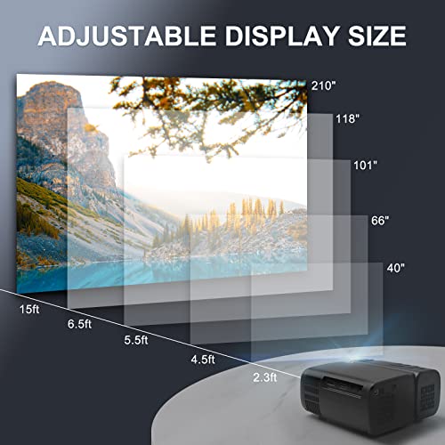 Movie Projector, Glisogo Projector with WiFi and Bluetooth 1080P Supported Mini Projector with 210" Large Display, 7500Lumens LCD Home Theater PS4, TV Stick, Smartphone, USB, SD Card Supported