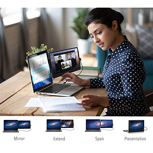 New SideTrak Swivel Attachable Portable Monitor for Laptop 12.5” FHD IPS Rotating Dual Laptop Screen | Compatible with Mac, PC, & Chrome | Powered by USB or Mini HDMI (12.5" Single Monitor)