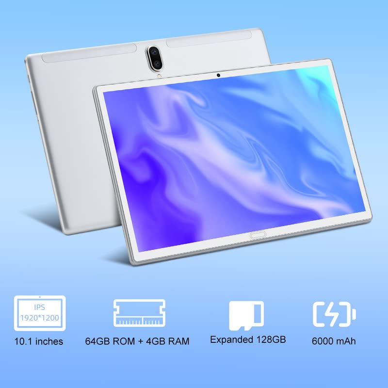 Android Tablet 10 Inch Android 10.0 Tablet, 4GB RAM+64GB ROM, 128GB Expand Support, Octa-Core CPU, 13MP/8MP Dual Camera, WiFi, 1080P HD IPS Display, GPS, Bluetooth, Metal Housing