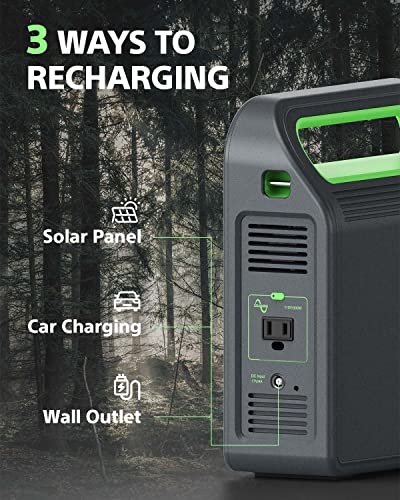 Semookii Portable Power Station 300W, 288Wh Lithium Battery Backup Power Supply with Pure Sine Wave AC Outlet, USB-C PD60W, LED Light Solar Generator with Shoulder Strap for Camping Travel Hunting Emergency CPAP