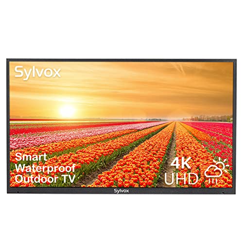 SYLVOX 43 inches Full Sun Outdoor TV Smart Waterproof TV 4K Ultra High-Resolution 1500nits,7x16(H) Support Bluetooth Wi-Fi Suitable for Partial Sun or Strong Light Area(Pool Series) (OT43A1KAGE)
