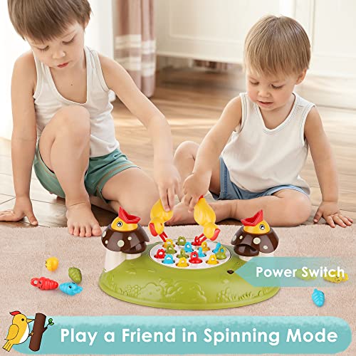 iPlay, iLearn Kid Woodpecker Feeding Toy, Sensory Development Fine Motor Skill Toys, 2 for 1 Electronic Bird Play Set, Toddler Montessori Learning Game, Birthday Gift for 3 4 5 Year Old Boy Girl Child