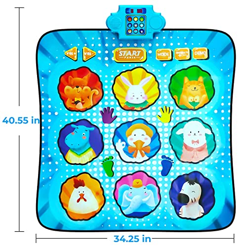 solumry Dance Mat Toys for Girls - Electronic Music Dance Pad with LED Lights, Animal Themed Dance Pad with 3 Game Modes and 8 Challenge Levels, Christmas Birthday Gift for Kids 3-12 Year Old