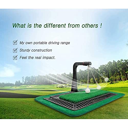 WINNER SPIRIT Real Swing 300 Golf Swing & Hitting Trainer, True Impact, Checking Path After Swing Practice Mat Groover Training Aid, Height Adjustable (All Set)