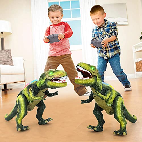 STEAM Life Remote Control Dinosaur Toys for Kids 3 4 5 6 7+ Light Up & Realistic Roaring Sound - T rex Dinosaur Toys - Electronic Walking Dinosaur Toys - Dinosaur Robot Toy for Kids Boys Girls (Green)