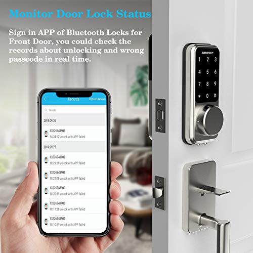 Smart Lock, SMONET WiFi Keyless Entry Door Lock Deadbolt Bluetooth Electronic Locks Touchscreen Keypad Featuring App Work with Alexa Google Home for Home Front Door Hotel