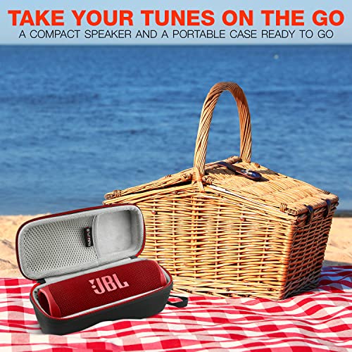 JBL FLIP 6 Portable Wireless Bluetooth Speaker IP67 Waterproof On-The-Go Bundle with Authentic Boomph Hardshell Protective Case - Red