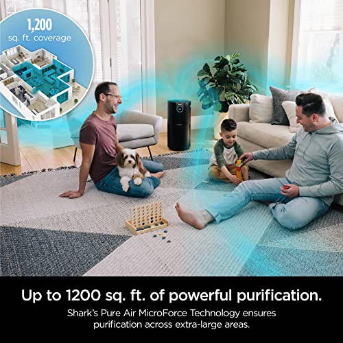 Shark HP202 Air Purifier MAX with NanoSeal HEPA, Cleansense IQ, Antimicrobial & Odor Lock, Cleans up to 1200 Sq. Ft. and 99.98% of particles, dust, allergens, smoke, 0.1–0.2 microns, Grey