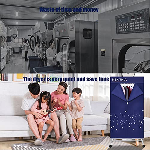 Clothes Dryer 1000W Portable Drying Rack 1.5 Meters Double Layer Small Electric Wardrobe Home Apartments Travel RV Dryer Combo