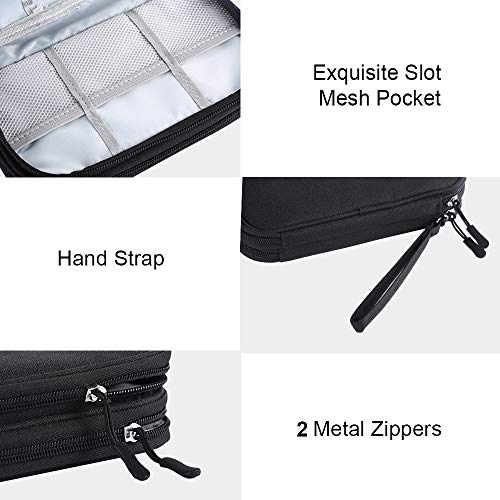 DDgro Electronics Travel Organizer, Waterproof Tech Accessories Pouch Bag for Keeping Certificates/Charger/Power Bank/Cables/Mouse/Earphone/Students’ stationeries Organized (Small, Black)