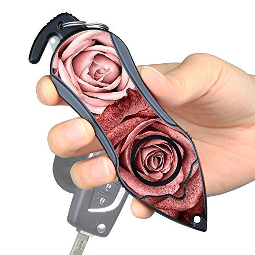 Stinger Personal Alarm Keychain Emergency Tool, Safety Panic Alarm Siren, Seat Belt Cutter, Glass Breaker, Security Device for Women Men Kid, Design in USA (Twin Rose)