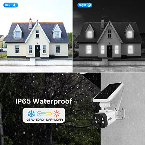 Hiseeu Wireless Security Camera System Outdoor, 3MP Solar Camera 100% Wire-Free, Battery Powered Home Camera with 2-Way Audio, PIR Motion Detection, Night Vision, IP66, Pre-Installed 64G SD Card