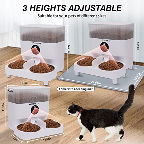 Automatic Cat Feeders, WHDPETS WiFi Pet Feeder with 1080P Camera for 2 Cats & Dogs, 5L Aotu Dog Food Dispenser with Feeding Mat, Portion Control, Dual Power Supply, Voice Recorder, 2.4G Wi-Fi Enabled