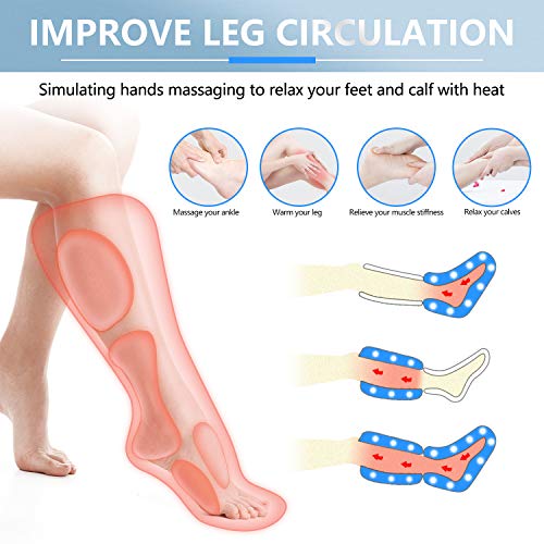 CINCOM Foot and Leg Massager with Heat, Air Compression Leg Massager for Circulation and Muscles Relaxation - 3 Modes, 3 Intensities, 2 Heating Super Quiet