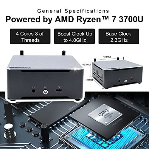HISTTON Gaming Mini PC Windows 11 AMD Ryzen 7 3700U 32GB RAM 1TB NVME SSD, Support SATA3.0 for 2.5 inch HDD/SSD,HDMI & DP Dual Output/TPC/Dual Wi-Fi/BT 4.2/4K Desktop Computer/TPM 2.0