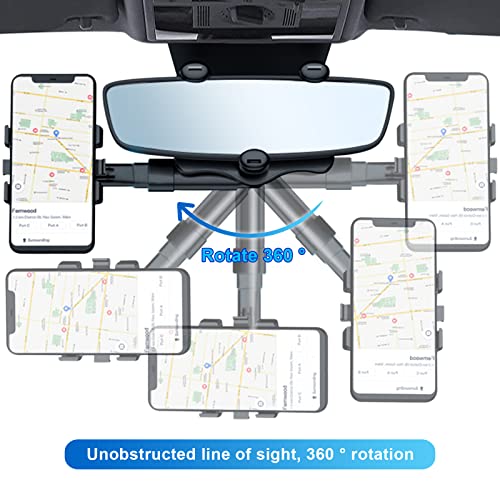 2022 Rotatable and Retractable Car Phone Holder -【New Version】 Multifunctional Car Rearview Mirror Phone Holder,360 Degree Rotatable Rear View Mirror Phone Mount,for All Mobile Phones