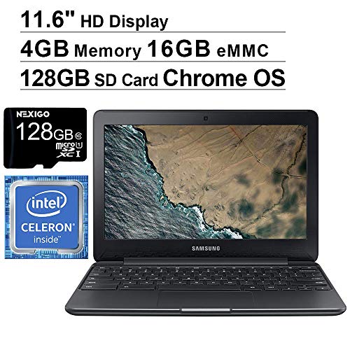 2021 Newest Samsung Chromebook 3 11.6 Inch Non-Touch Laptop| Intel Celeron N3060 up to 2.48 GHz| 4GB LPDDR3 RAM| 16GB eMMC| WiFi| Bluetooth| HDMI| Chrome OS + NexiGo 32GB MicroSD Card