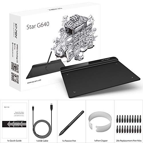 Drawing Tablet XP-PEN StarG640 Digital Graphics Tablet 6x4 Inch Ultrathin Tablet with 8192 Levels Battery-Free Stylus Pen Tablet for Mac, Windows and Chromebook (Drawing and E-Learning/Online Classes)