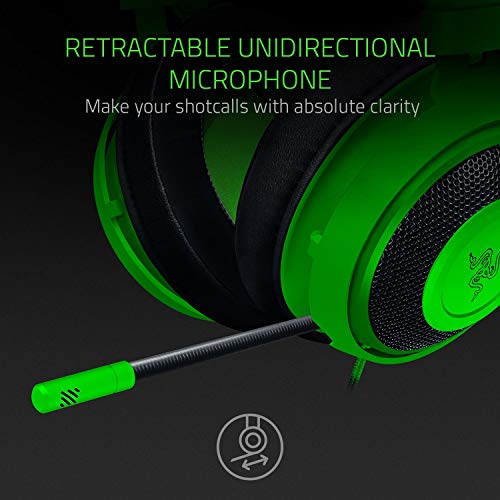 Razer Kraken Gaming Headset: Lightweight Aluminum Frame, Retractable Noise Isolating Microphone, For PC, PS4, PS5, Switch, Xbox One, Xbox Series X & S, Mobile, 3.5 mm Audio Jack – Green