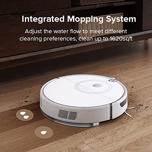 roborock E5 Mop Robot Vacuum Cleaner, 2500Pa Strong Suction, Wi-Fi Connected, APP Control, Compatible with Alexa, Ideal for Pet Hair, Carpets, Hard Floors (White)