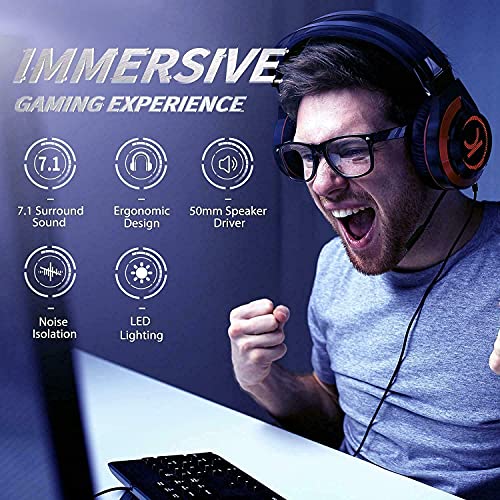 PC Gaming Headset, EZ.winpow Video Game Stereo Headphone with 7.1 Surround Sound with Noise Canceling Mic & Memory Foam Ear Pads for PC/PS5/PS4/Xbox One/Nintendo Switch Red