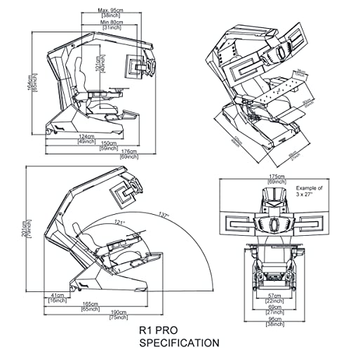 Imperator Works Brand White Structure R1 Pro Computer Chair Racing seat with Massage and Speakers and Support 3 Monitors