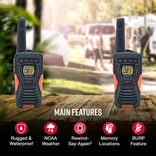 COBRA ACXT1035R FLT Floating Walkie Talkies- Waterproof, Rechargeable, Long Range up to 37-Mile Two Way Radio with NOAA Weather Alert & VOX ( 2 Pack )