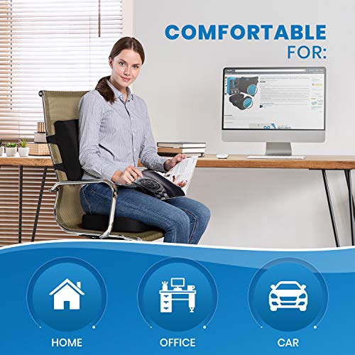 Everlasting Comfort Seat Cushion and Lumbar Support Pillow Combo - Chair Pads Reduce Tailbone Pressure and Improve Back Comfort - Gel Infused Memory Foam Chair Cushions for Home, Car, Travel