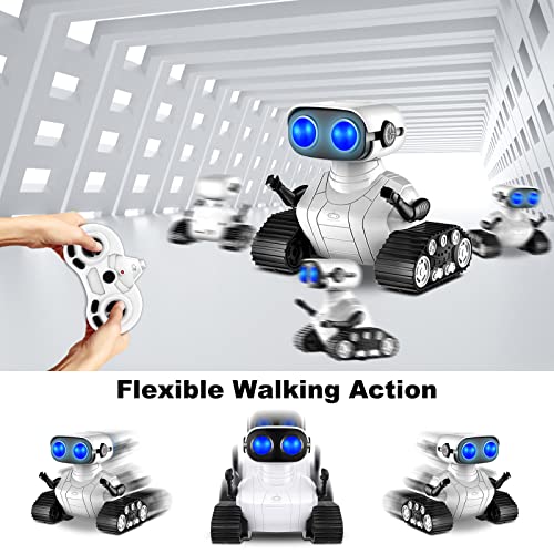 Robot Toy, RC Robot Toy with Music and LED Eyes, Singing, Dancing, Rechargeable RC Robot for Kids 3+ - White