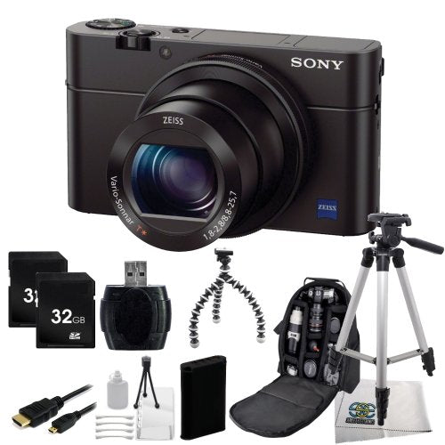 Sony Cyber-Shot DSC-RX100 III Digital Camera + 12PC Accessory Bundle. Includes Two 32GB Memory Cards + Extended Life Replacement Battery + Micro HDMI Cable + Tripod + Deluxe Backpack + More