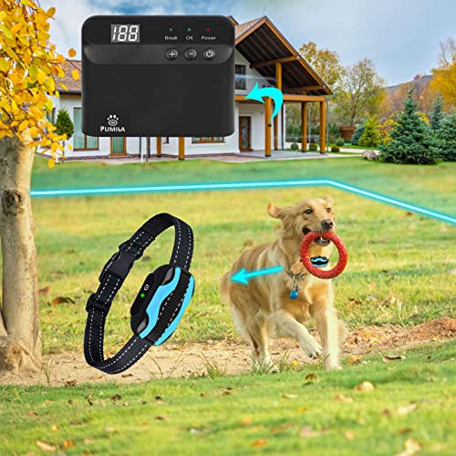 PcEoTllar Electric Fence for Dogs, Rechargeable Underground Dog Fence System Pet Containment System Waterproof Collar Receivers with 656Ft Underground Boundary Wire for Small Medium Large Dogs or Cats