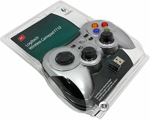 Logitech F710 Wireless Gamepad, 2.4 GHz Wireless with USB Nano-Receiver, Controller Dual Vibration Feedback, 4 Switch D-Pad, PC - Grey/Black