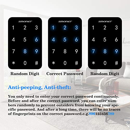 Smart Lock, SMONET WiFi Keyless Entry Door Lock Deadbolt Bluetooth Electronic Locks Touchscreen Keypad Featuring App Work with Alexa Google Home for Home Front Door Hotel