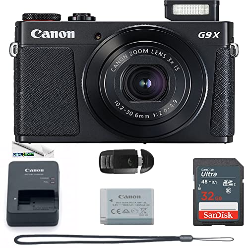 Canon PowerShot G9 X Mark II Digital Camera (Black) + Expo Advanced Accessories Bundle - 32GB SD Card + SD Card Reader and Much More (4 PCS) + Manufacture Accessories