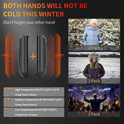 2-Pack Hand Warmers Rechargeable,Portable Electric Hand Warmers Reusable,USB 2 in 1 Handwarmers,Outdoor/Indoor/Working/Studying/Camping/Hunting/Golf/Pain Relief/Games/Warm Gifts for Men Women Kids