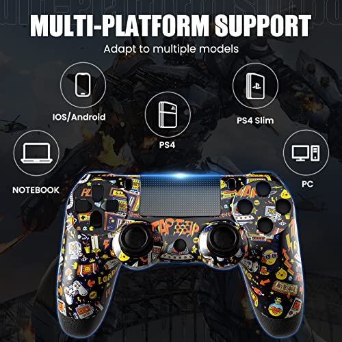 Wireless Controller Compatible with P4/Pro/Slim Game Console with Dual Vibration, Analog Sticks, 6-Axis Motion Sensor, Touchpad, Wireless Controller Rechargeable, Black Pattern