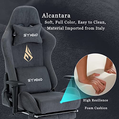 symino Gaming Chair Breathable Alcantara Office Chair Ergonomic PC Chair Racing Style Computer Chair with Adjustable Armrest, Adjustable Swivel Task Chair with Footrest