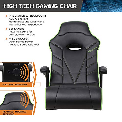 X Rocker Limewire 2.1 BT Floor Rocker Gaming Chair, 36.2" x 20.8" x 31.5", Black/Green