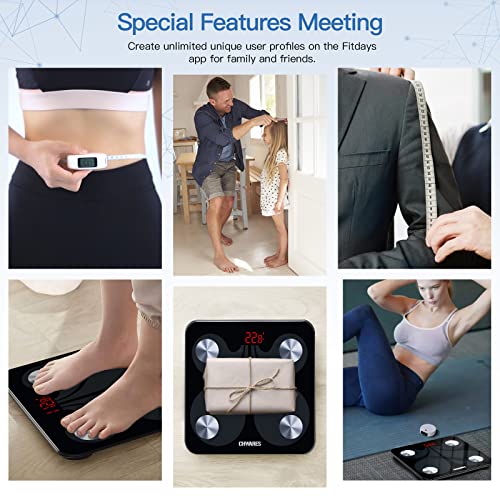 【Body Fat Scale and Smart Body Tape Measure Combo】via Bluetooth Phone App, Digital Bathroom Scales for Weight, Body Fat, BMI, Body Composition, Digital Measuring Tape for Fitness Body Measurement