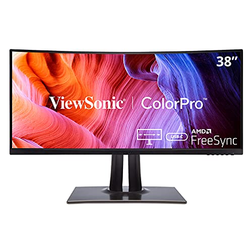 ViewSonic VP3881A 38-Inch IPS WQHD+ Curved Ultrawide Monitor with ColorPro 100% sRGB Rec 709, Eye Care, HDR10 Support, USB C, HDMI, USB, DisplayPort for Professional Home and Office