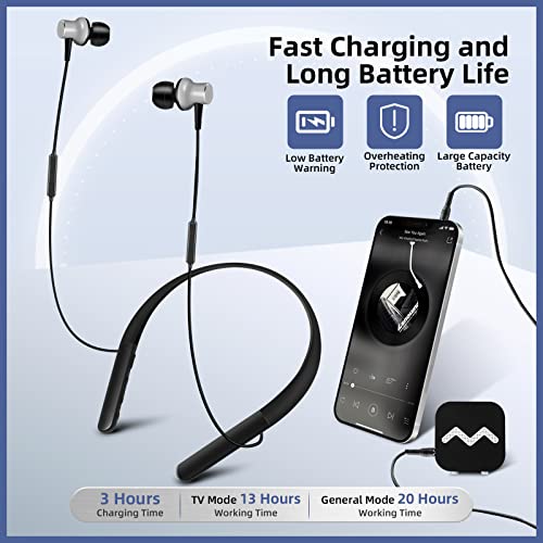[2022 Upgraded] Rechargeable Hearing Amplifier to Aids TV Watching & Conversation,Wireless Neckband Hearing Amplifiers for Seniors with Remote Microphone,Noise Cancelling,Independent Sound Adjustment